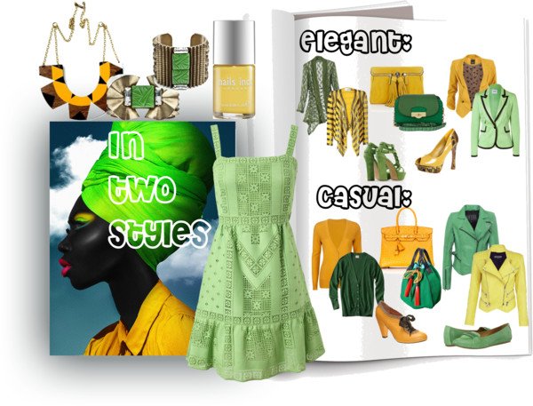 A green dress in two styles A green dress in two styles