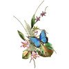 Blue Morpho Butterfly on Orchid, Wall Sculpture