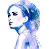 Blue Diamonds - Watercolor Fashion Illustration Fine Art Print