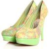 Satine green satin pumps