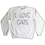 I Love Cats Sweatshirt White Kitten Kitty Catz Cat Sweater Jumper Top Clothing 023 White